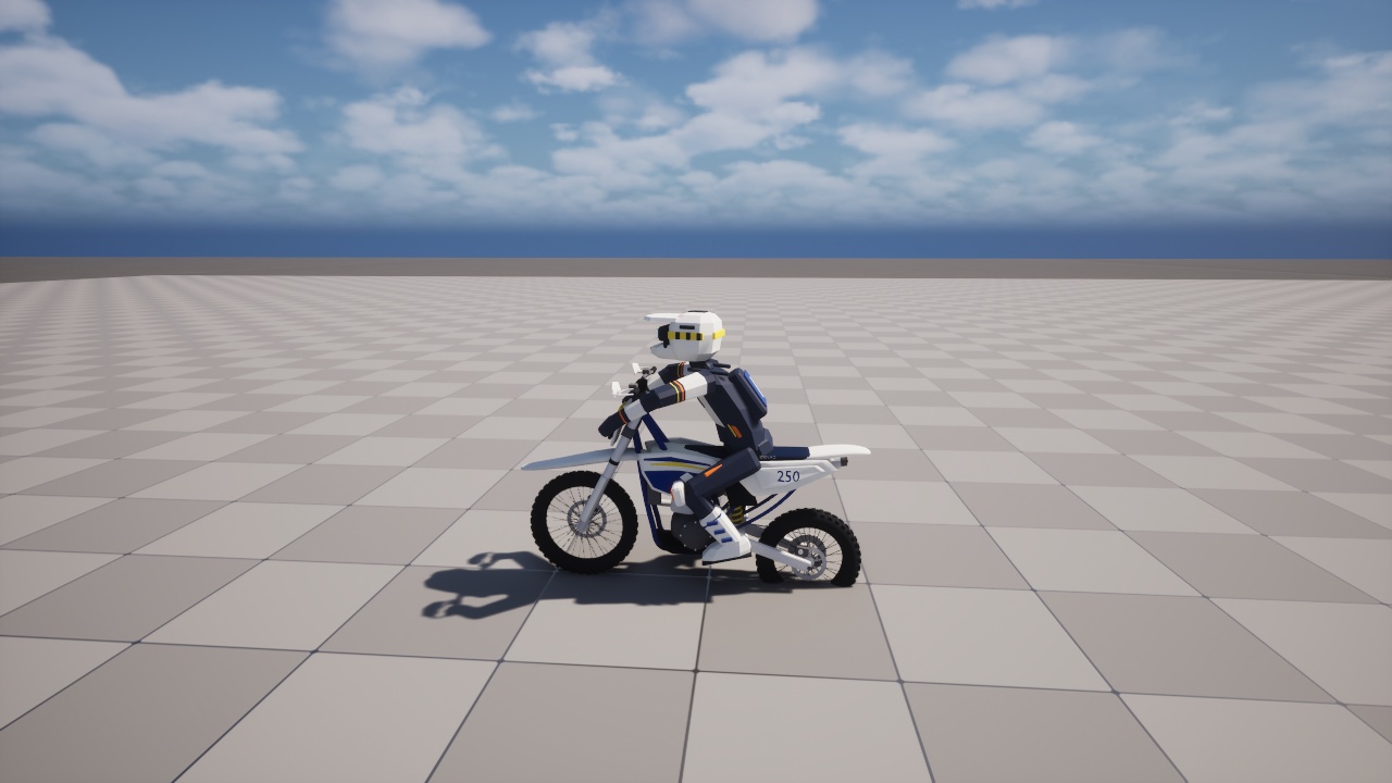 In game: standing, foot on the ground