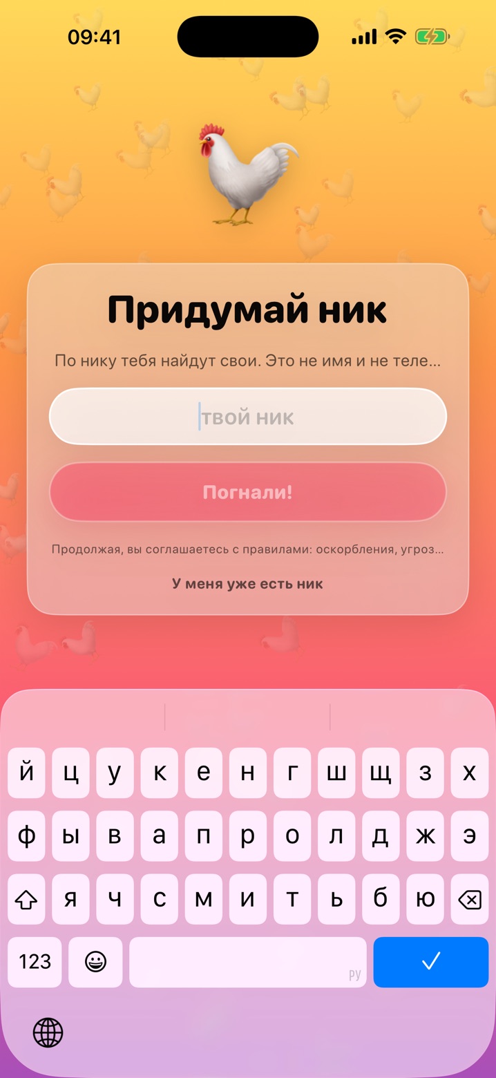 First launch: pick a nickname and “Let's go!”